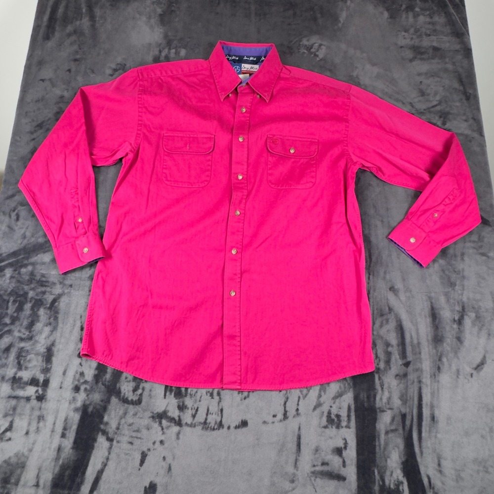 Wrangler Button Down Shirt Mens L Pink George Strait Cowboy Cut Twill L/S